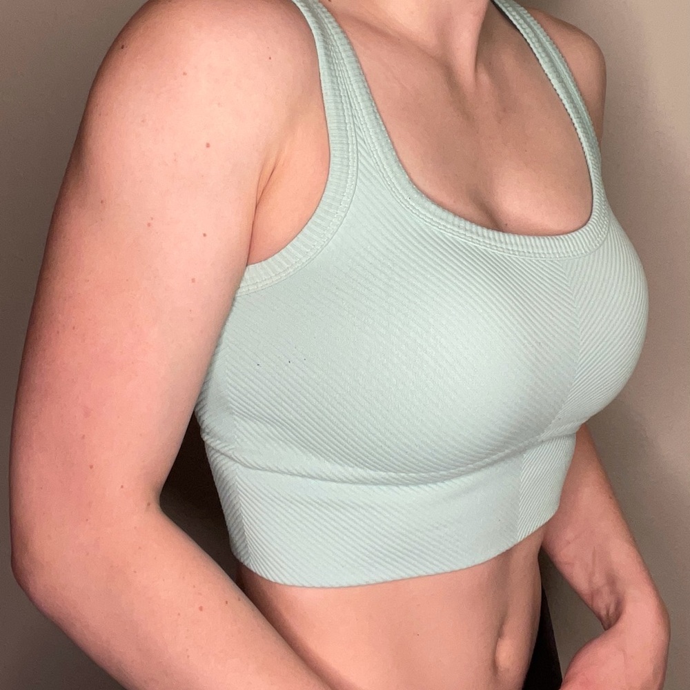 Full Tilt Green Crop Top with Wide Straps and Scoop Neckline